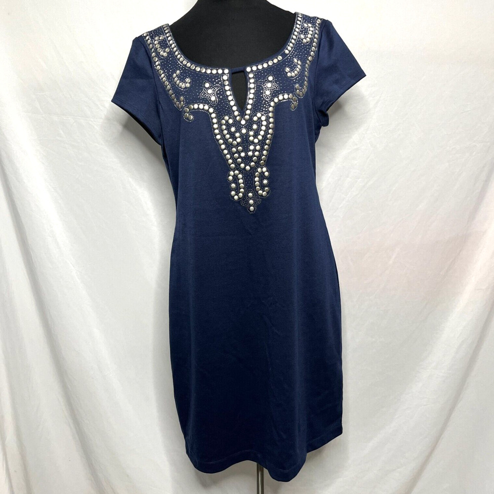 Bisou Bisou Navy Blue Dress with Silver Bling Size 10